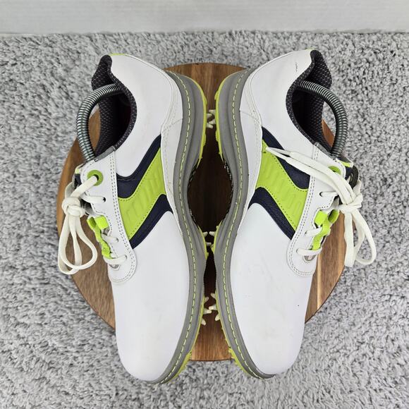 Footjoy Contour Closeout White Lime Leather Athletic Spiked Golf Cleat Men 9.5 M - Picture 8 of 14